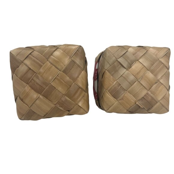 Hawaiian Handmade Natural Fiber Woven Lidded 2 PC Box Set Tiki Island Gift Boxes - Picture 10 of 13